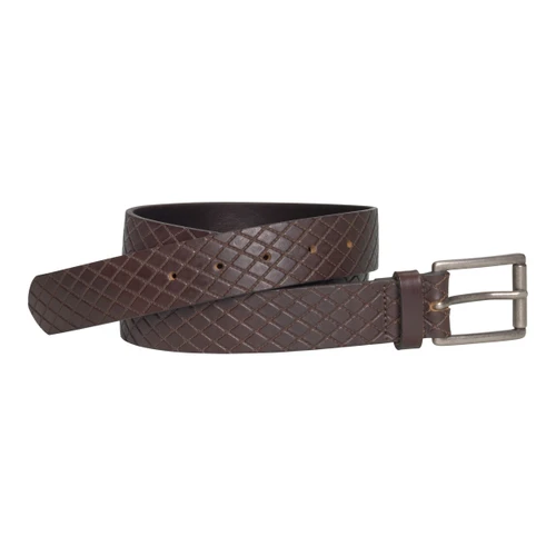 Johnston & Murphy Quilted Embossed Leather Belt Brown