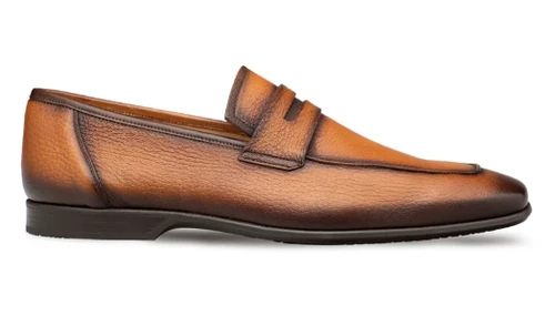 Mezlan Deerskin Penny Loafer Cognac