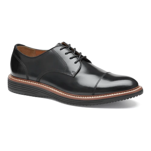 Johnston & Murphy Upton Cap Toe Black Full Grain Clearance Only 