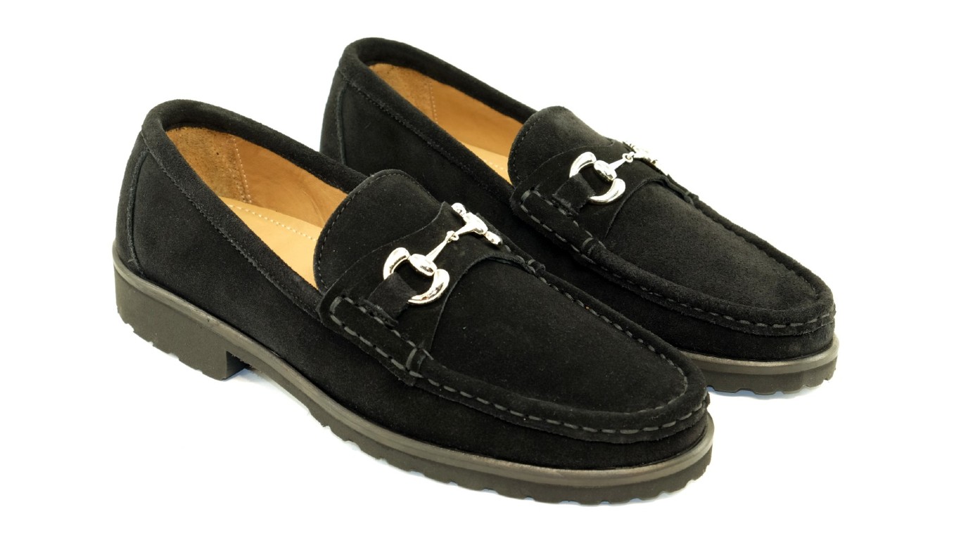 Mens suede store black loafers