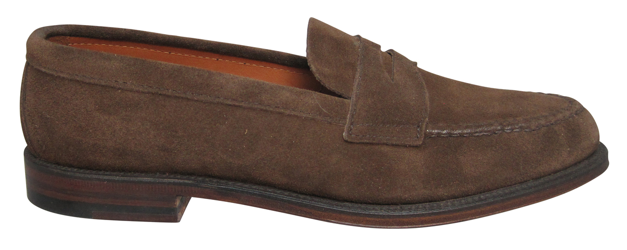 Alden 6245F 7D suède brown 6245F Unlined Leisure Handsewn Penny Loafer LHS (Dark Brown