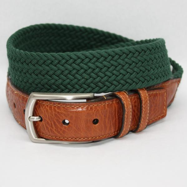 Torino Italian Woven Cotton Elastic Belt Dark Green  display picture 3