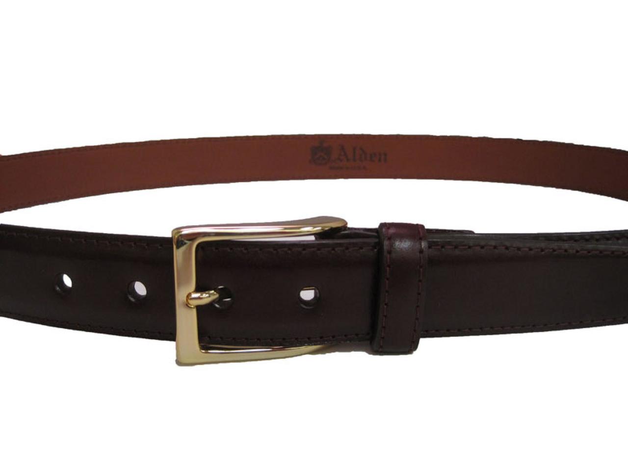 Alden 30mm Calfskin Dress Belt - Burgundy With Gold Buckle #0102 