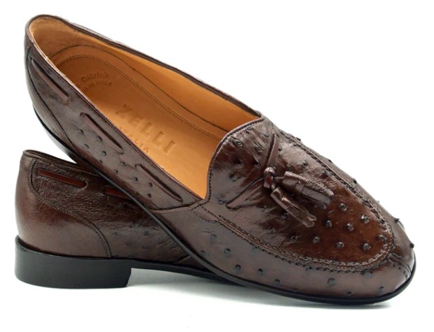 Zelli Franco Ostrich Quill Tassel Loafer Brown - Sherman  display picture 1