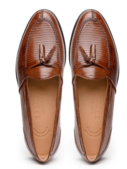 Zelli Franco Teju Lizard Tassel Loafer Cognac - Sherman 