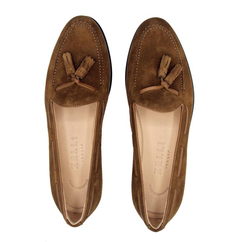 Zelli Franco Sueded Calfskin Tassel Loafer Tobacco - Sherman  display picture 3