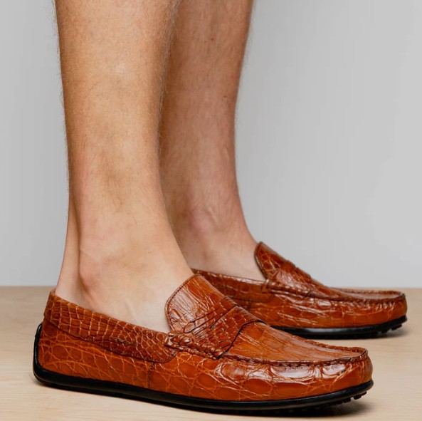 Zelli Monza Crocodile Driver Cognac - Sherman Brothers Inc