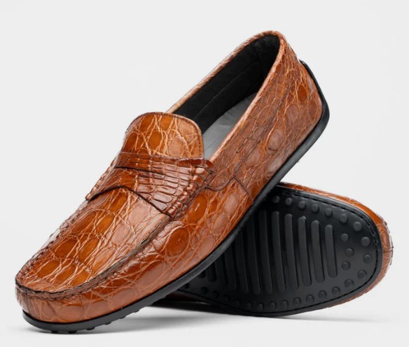 Zelli Monza Crocodile Driver Cognac - Sherman Brothers Inc