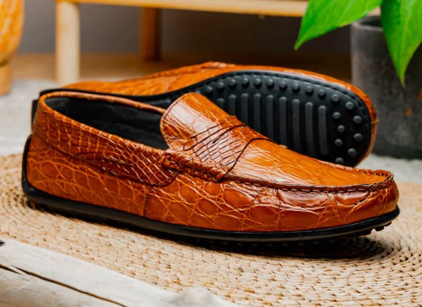 Zelli Italian Handmade Cognac Pebbled Leather Men\'s Loafer 7.5 Wide Corpcore Nicola Woven Italian Calfskin Penny Loafer in Cognac by  main image 2