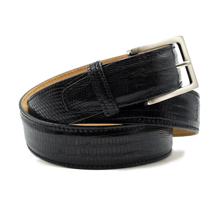 Zelli Teju Lizard Belt Black - Sherman Brothers Inc display picture 1