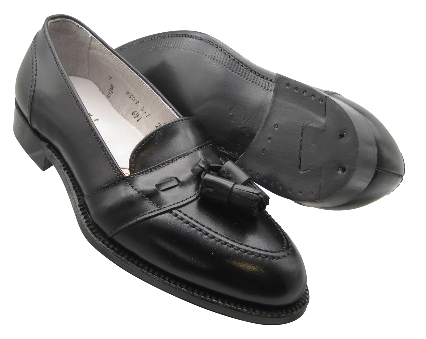 Alden Full Strap Tassel Slip On Black Calfskin #691