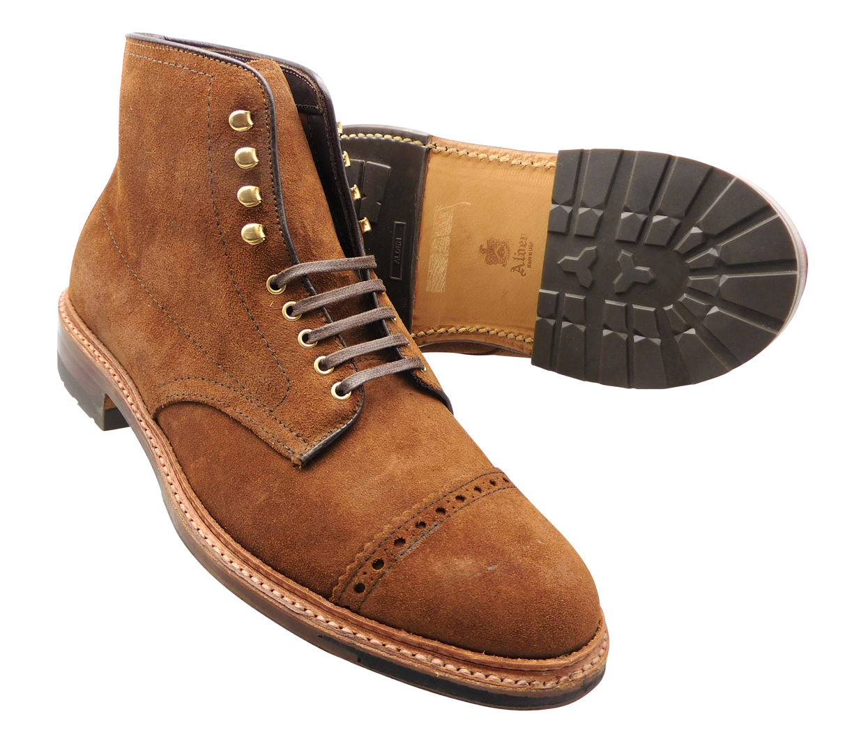 Alden Wayne Cap Toe Boot Reverse Tobacco Chamois Commando Sole w 