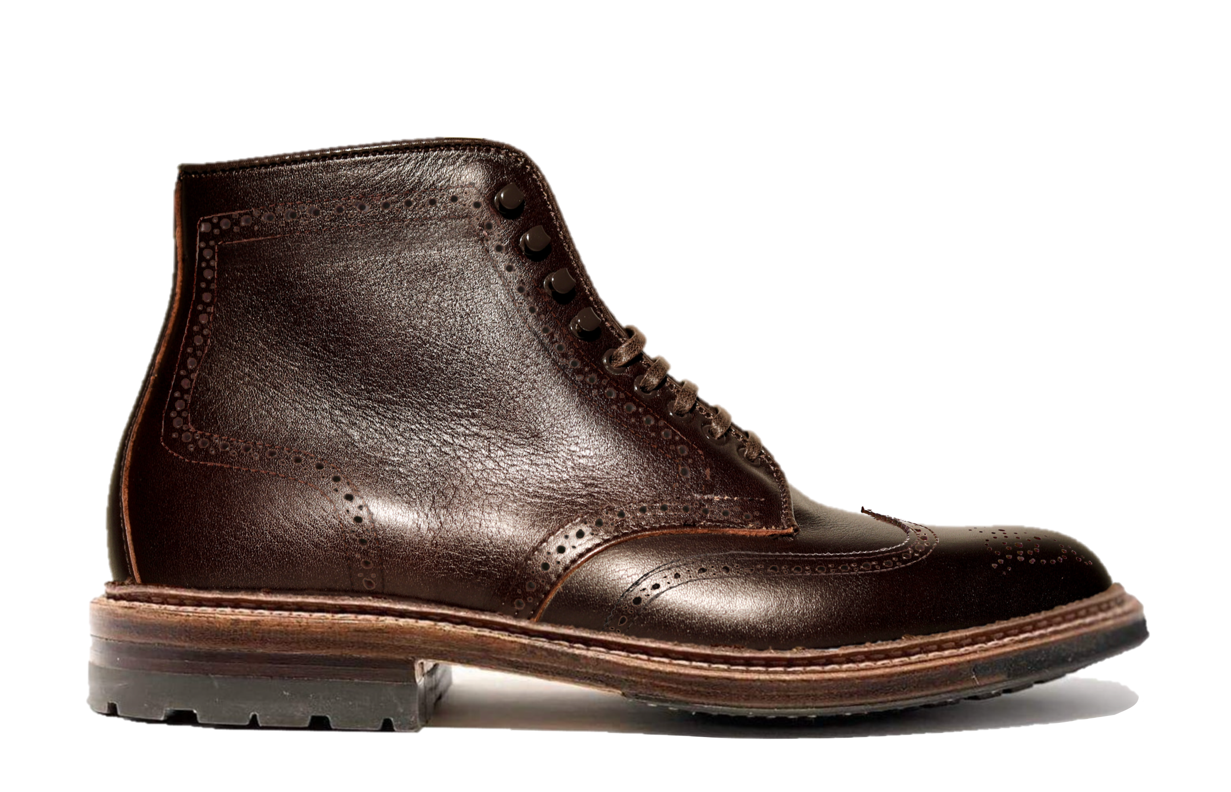 Limited Edition Ardmore Wing Tip Boot in Arabica Lux Calfskin with