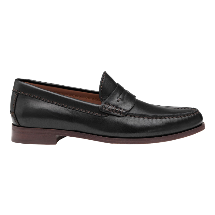 Johnston Murphy Baldwin Sheepskin Penny Loafer Black Sherman