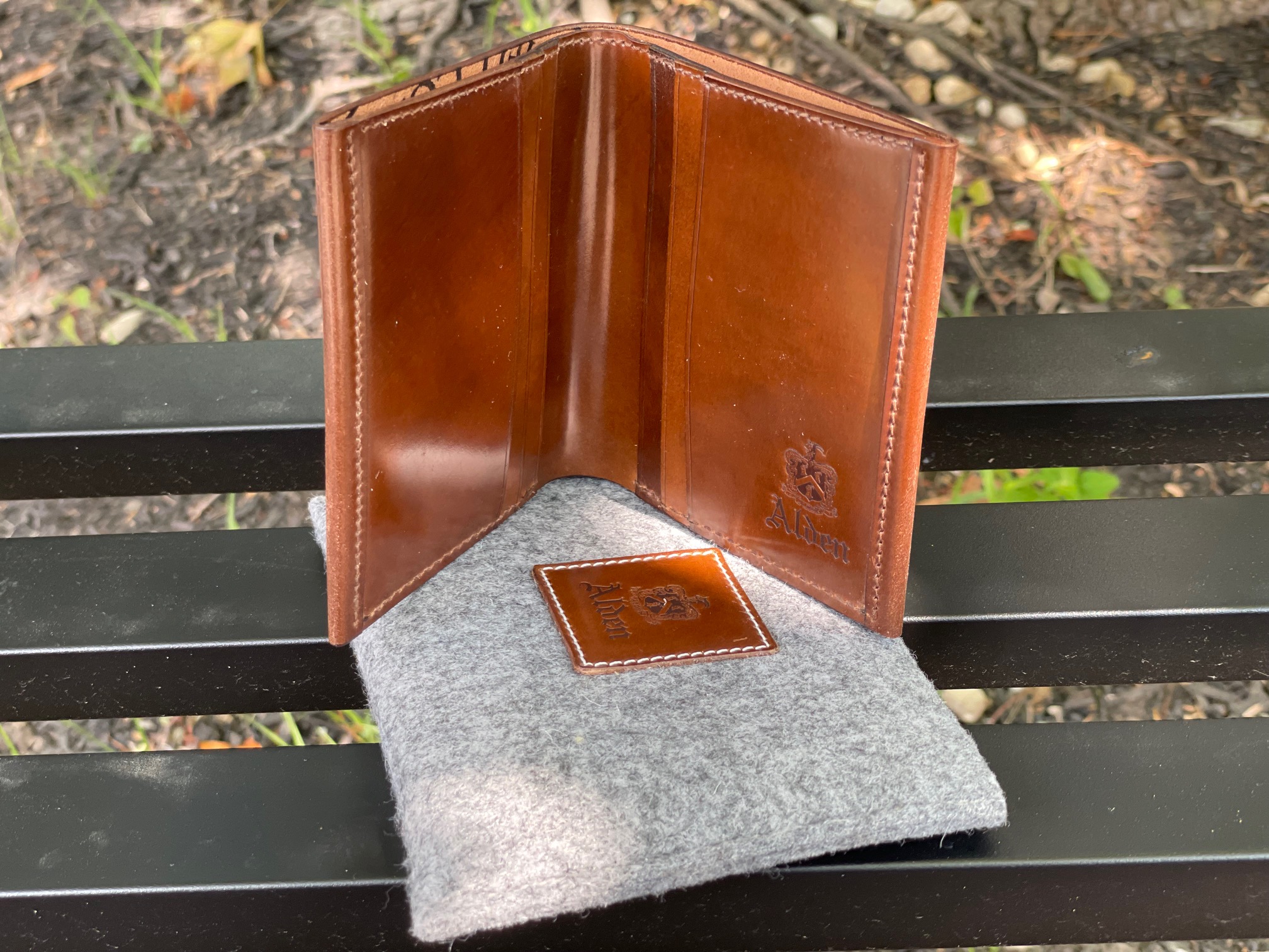 ALDEN HANDMADE WALLET in Genuine Horween Cognac Shell Cordovan