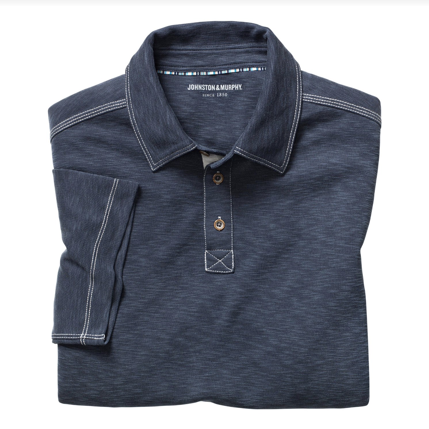 Johnston Murphy Vintage Slub Polo Navy Sherman Brothers Inc