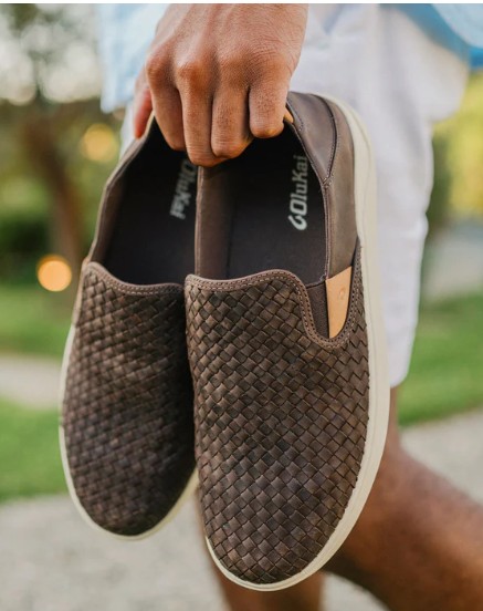 CLANE ASYMMETRY HOLE クラネ　フラットジュース　ブラウン Olukai Men's Lae'ahi Lauhala Dark Java/ Dark Java - Sherman