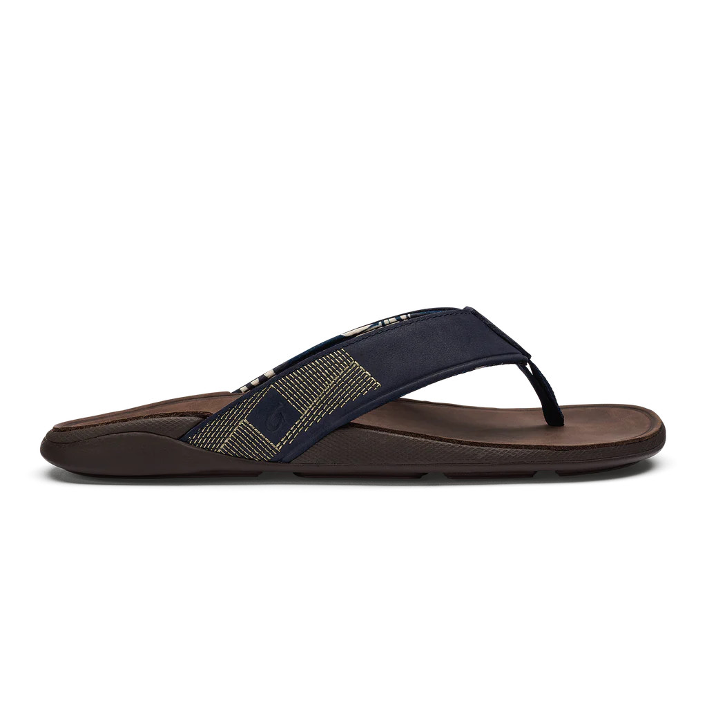 Olukai Men s Tuahine Beach Sandal Trench Blue Dark Wood Sherman