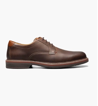 Zapatos Oxford Florsheim Neufeld Hombre | Punta Lisa Marrón Crazy Horse Suela TPU Confort 48 EU