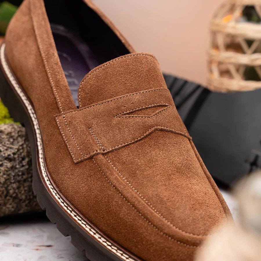 ZELLI ROMA ITALIAN SUEDE PENNY LOAFERS TOBACCO - Sherman  display picture 2