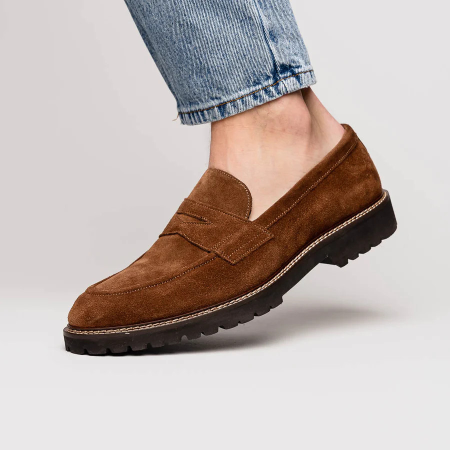ZELLI ROMA ITALIAN SUEDE PENNY LOAFERS TOBACCO - Sherman Brothers Inc