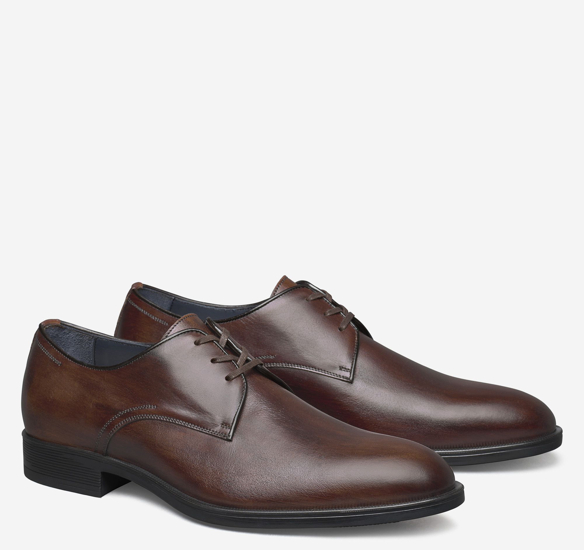 Johnston & Murphy Flynch Plain Toe Mahogany Italian Calfskin