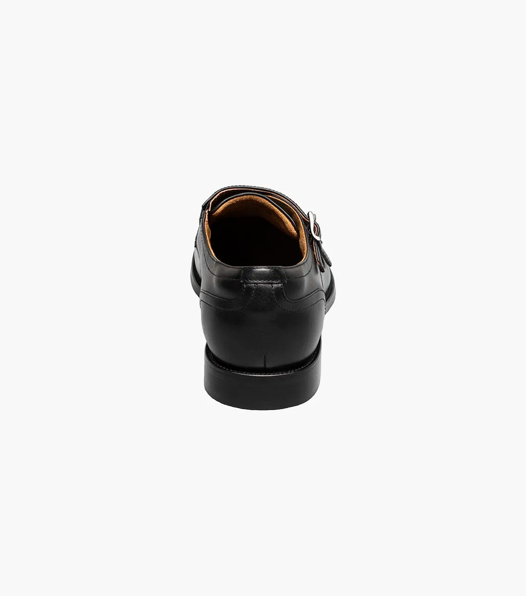 Florsheim Rucci Cap Toe Double Monk Strap Black Smooth - Sherman