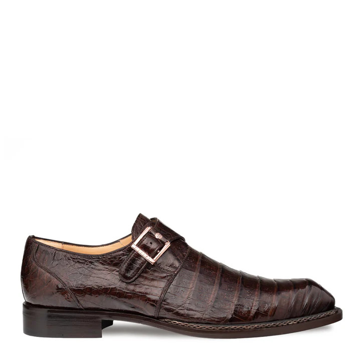 Mezlan Gigolo Crocodile Monk Strap Brown - Sherman Brothers Inc