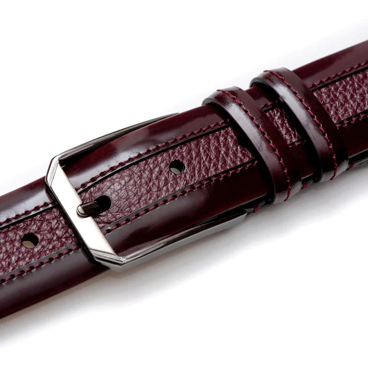 Mezlan Leather and Deerskin Belt Burgundy | 44