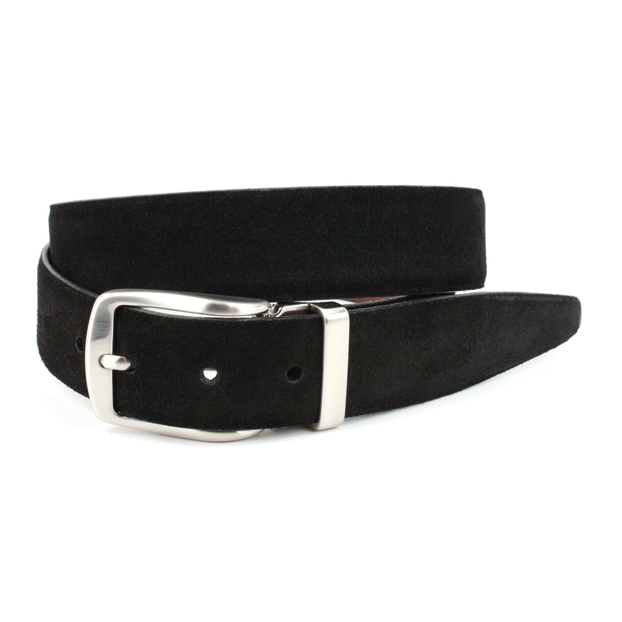 Torino Italian Sueded Calfskin Dress Casual Belt Black