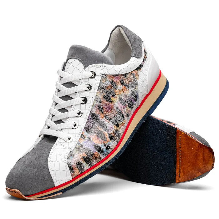 Zelli Leo Sueded Italian Goatskin Sneakers Grey Multi - Sherman