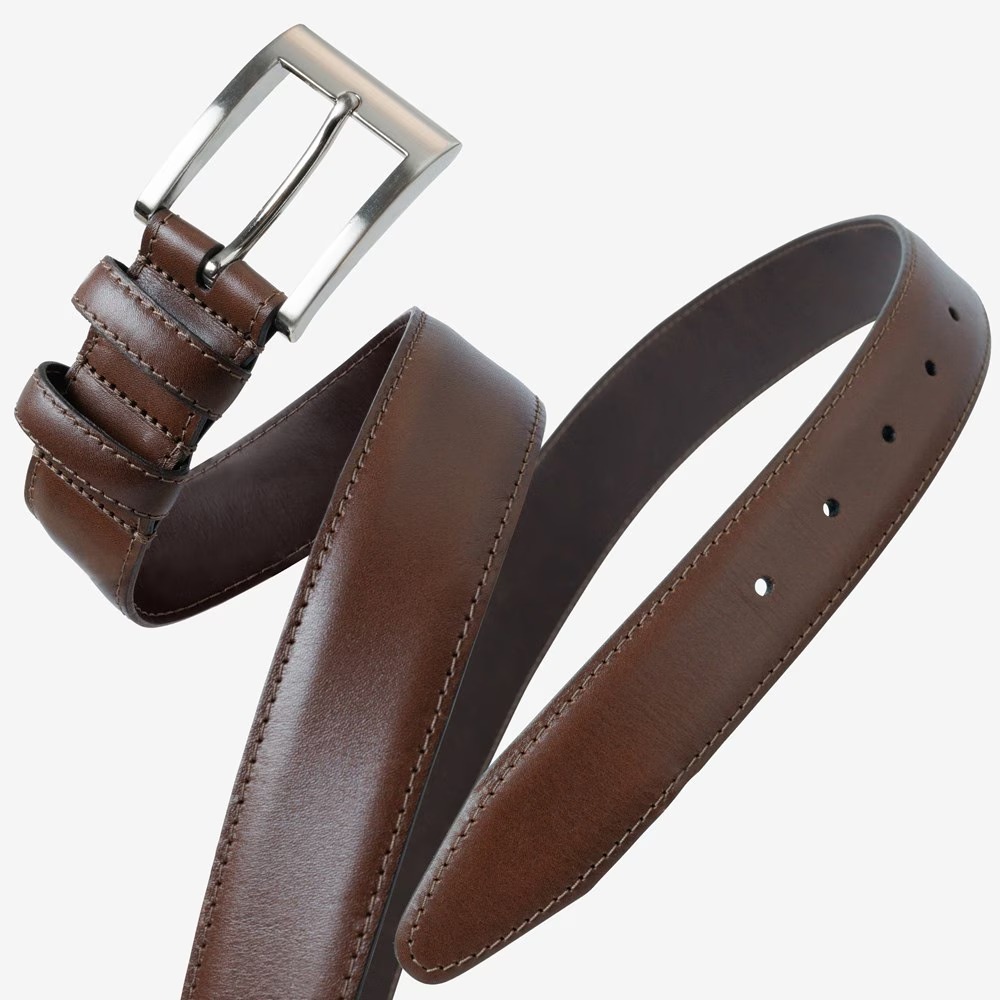 Allen Edmonds Wide Basic Dress Belt Mahogany Leather - Sherman Brothers Inc