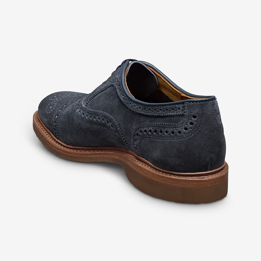 Allen Edmonds Navy Suede Wingtip Oxfords Allen Edmonds Winstonmok Suede Wingtip Derby Navy  main image 4