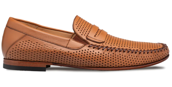 Mezlan Men's Perforated Tan Penny Moccasin Clearance Only | 8.5 M