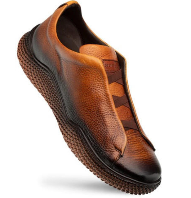 Mezlan Calcio Cognac Deer-Skin Leather Slip-On Sneakers Clearance