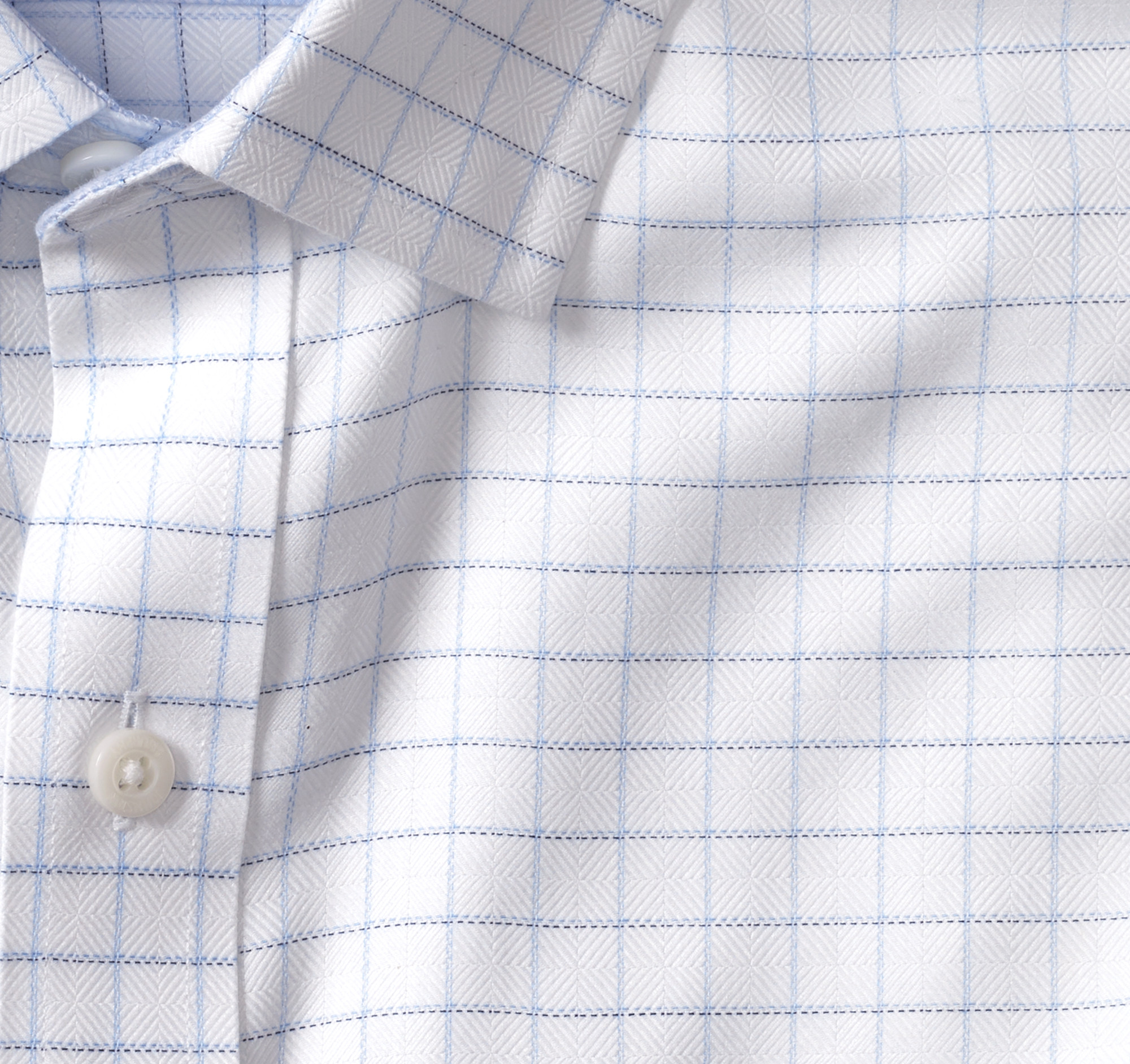 mens white windowpane dress shirt Non-Iron Cotton Windowpane Dress Shirt With Contrast Trim