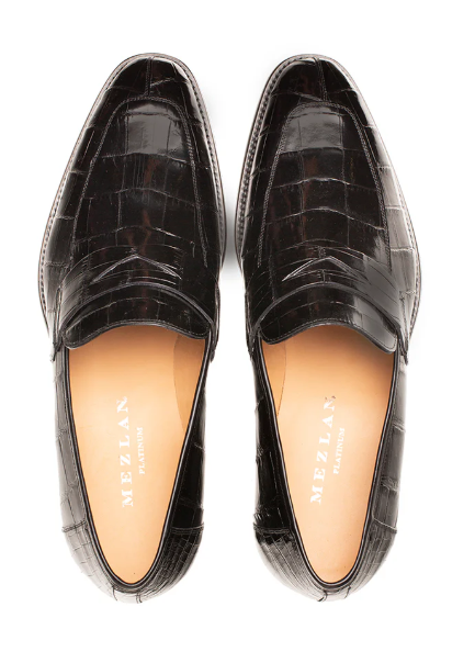 Mezlan Piccolo Alligator Penny Loafer Black - Sherman  display picture 3