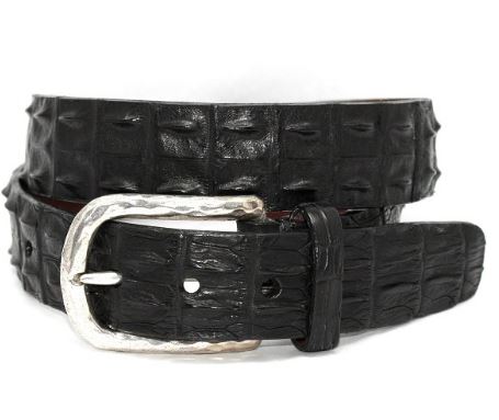 Torino Genuine Hornback Crocodile Belt Black - Sherman Brothers Inc
