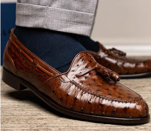 Zelli Made in Italy Ostrich Quill Oxford Casual Dress Shoes Size 8.5 M JL Ostrich Shoes main image 4