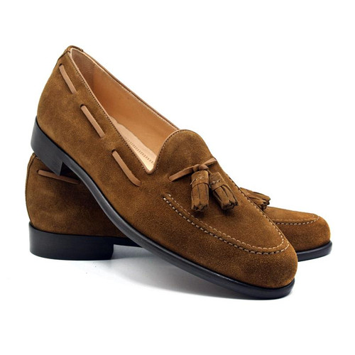 Zelli Franco Sueded Calfskin Tassel Loafer Tobacco - Sherman