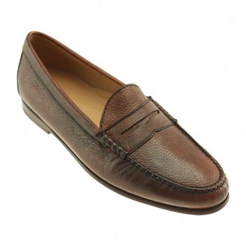 Alan Payne Deerskin Penny Loafer in Brown Pebbled Leather Zurich Deerskin Penny Loafer in Brown by Alan Payne Footwear main image 3
