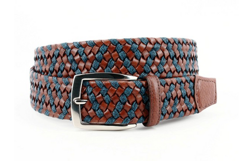 Braided Leather & Linen Elastic Belt by Torino