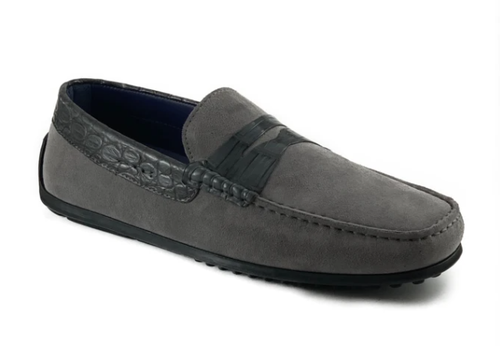 Zelli Monza Sueded Calfskin With Crocodile Trim Grey - Sherman