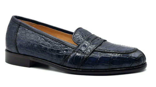 11-119-NIC TUSCANY Crocodile Penny Loafer, Nicotine – Zelli