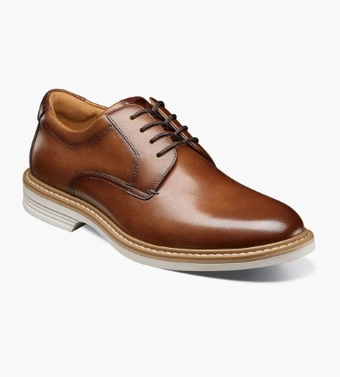 Florsheim Norwalk Plain Toe Oxford Cognac w/ white sole - Sherman