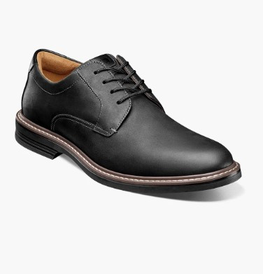 Florsheim Norwalk Scarpe Oxford Uomo – Pelle Nera Con Puntale Aletta, Plantare Ortholite, Taglia 44 EU