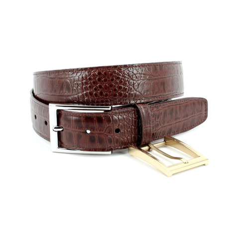 Torino Alligator Grain Embossed Calfskin Belt Acorn  display picture 2
