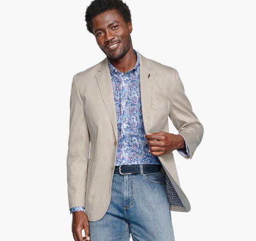 (取寄) ジョンストン&マーフィー メンズ ウォッシュド コットン ドビー ブレーザー Johnston & Murphy men Washed Cotton Dobby Blazer Stone Johnston & Murphy Washed Cotton Dobby Blazer Stone - Sherman