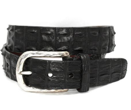 Torino Genuine Hornback Crocodile Belt Black - Sherman Brothers Inc