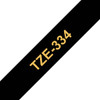 Brother TZe-334 Laminated 12mm x 8m - Gold printing on Black Tape